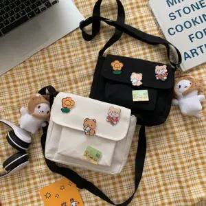 미니 앞포켓 캔버스 크로스백