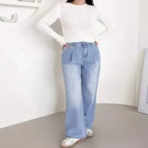 WSF2004 MY86HF95 핀턱 2JMM 워싱와이드 루나 데님청바지 여성