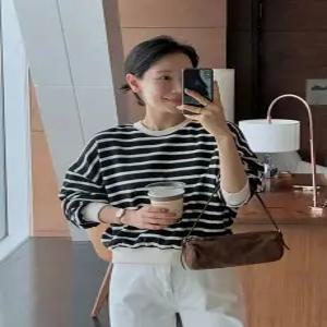 멀티프 단가라 세미크롭 라운드넥 맨투맨 (4 color)