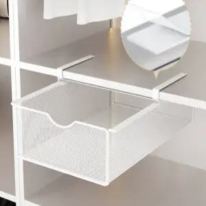 철제슬라이딩수납함 철제슬라이드수납함 언더서랍 책상정리 조절식 없음 2개세트 대형 화이트