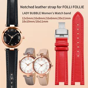 FolliFollie 여성용 시계 밴드 용 12x5mm 오목 노치 가죽 손목 교체 나비 버클 16x8mm 20x11mm