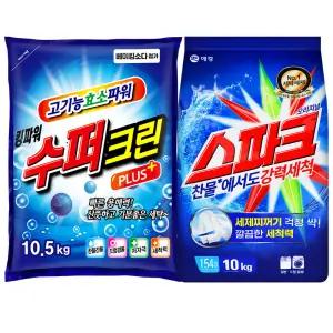 (10.5kg+10.5kg) 슈퍼크린 플러스X2개/스파크/가루/세탁세제