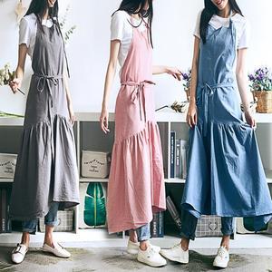 롱 코튼 원피스 북유럽 앞치마 린넨 플로리스트 앞치마