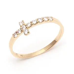 [비앤비골드] 14K/18K 십자가 큐빅 반지 NPR18934