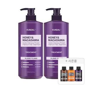쿤달 네이처 트리트먼트 일랑일랑 1058ml, 2개+증정(샴푸 화이트머스크 100ml+바디워시 화이트머스크 100ml+트리트먼트 화이트머스크 100ml 각 1개 (총 3개))