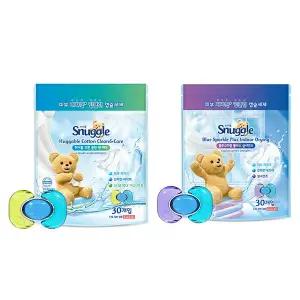 스너글 캡슐 세탁세제 허거블코튼 클린앤케어 30입, 1개 + 블루스파클 플러스 실내건조 30입, 1개