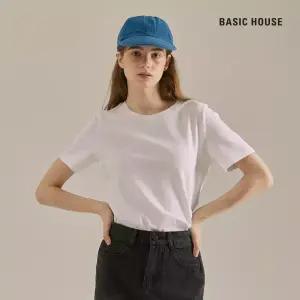 베이직하우스 여성 프리미엄 40수반팔라운드넥티셔츠