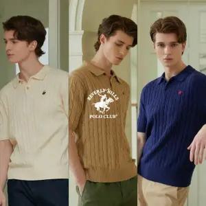 [하프클럽/비버리힐스폴로클럽]비버리힐즈폴로클럽 남녀 반팔 케이블니트 3종set