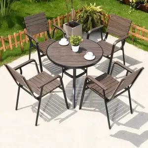 [리벨리] 4인용 야외 카페 정원 원형테이블 의자 세트D-80CM