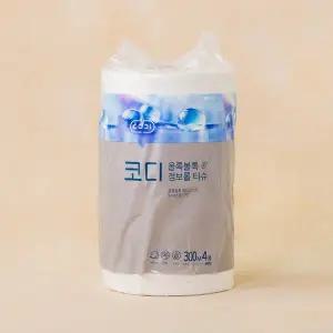 코디 올록볼록 점보롤티슈 300Mx4롤