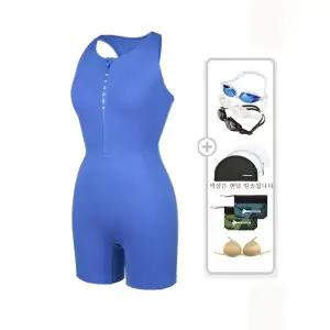 [레노마수영복](하남점)* 브라캡 증정* 여성 백트임 포인트지퍼 3부 반신수영복 블루RN-LF2F052-BU