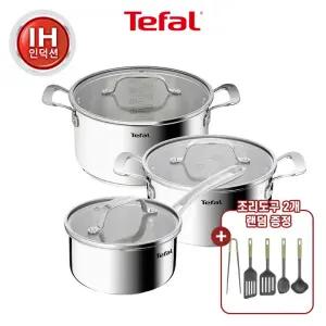 [테팔]인덕션 SS 퍼펙트 레지스트 냄비 3종(편수16+양수20+양수24) (+에센셜 조리도구 랜덤 2개)
