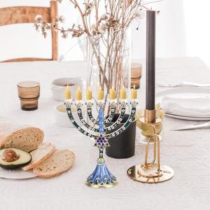 하누카 16x13x6.5cm 350g 레트로 에나멜 7개 촛대 멜로라 테이블 스탠드 크리스마스용 파티