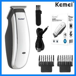 Kemei KM-666C 미니 머리 깎기 전문 수염 머리 트리머 커터 충전식 전기 머리 절단기 헤어 리무버