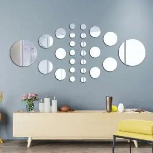 [하프클럽/]거울 시트지 인테리어 부착 벽 화장실 거실 원형