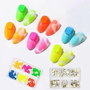 고품질 아트 형광스톤 플랫 파츠 네온 8종 형광 아트 네일용품 (WFKANC9)