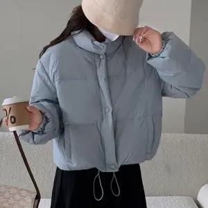 (색상 블루)HL] 크롭티 패딩점퍼 여성 겨울 블루 경량 짧은