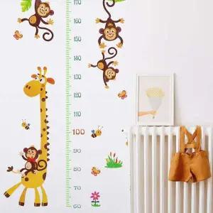 [에이치플러스몰]기린과 기록 시트지 성장 원숭이 키재기