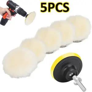 456인치 양모 자동차 광택 패드 세트 폴리셔 기계 전동 드릴용 왁싱 광택 버핑 자동차 도장 관리용 폴리셔