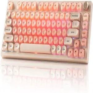 Keyporia WK75 무선 기계식 키보드 75 파운데이션 핑크 크리미 핫 스왑 가능 프리루브 스위치 개스킷