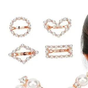 여자 올림머리 러블리 큐빅머리핀 단아한 큐빅 진주 반묶음 자동 헤어핀