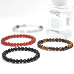 지홍 행운의 천연원석 팔찌 6mm 커플 우정템 소원 비즈 재물 오닉스 호안석 홍마노 액막 수정