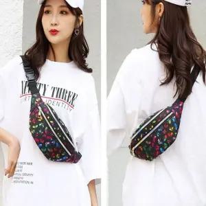 나비 홀로그램 포인트 미니힙색 나들이 보조 여성캐주얼크로스백 레더