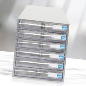 (603)수납함 6칸 투명 파일정리함 화일꽂이 서류박스