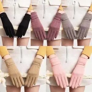 여성 겨울장갑 여사님장갑 물결디자인 기모안감 터치