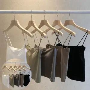 브라러닝 크롭 스퀘어 얇은 끈나시 캡 내장 튜브탑 이너 홈웨어