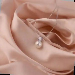 여성진주목걸이 시후주얼리 순은 실버925 큐빅 모조다이아 핵진주목걸이 SS524N