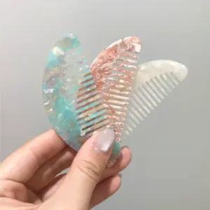 소품샵 미니 사은품 마블 자개 앞머리빗 호마이카 빗 셀룰로오스 머리 휴대용 고급