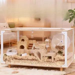 아크릴 햄스터 케이지 세트 80cm 빈 조경 피그미 대형 풀세트 기니피그 패키지