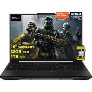 ASUS TUF 게이밍 A16 노트북 16인치 WUXGA 165Hz 100% sRGB AMD 8코어 Ryzen 7 7735HS 32GB RAM 1TB SSD Radeon RX 7700S 8GB ( RTX4060) 백라이트 USB4 고속 충전 AI 노이즈 캔슬링 Win11 w / ICP 액세서리