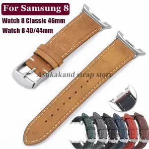 삼성 갤럭시 시계 8 40mm 44mm 레트로 가죽 시계 밴드 소 가죽 스트랩 갤럭시 8 클래식 46mm 남성용 팔찌