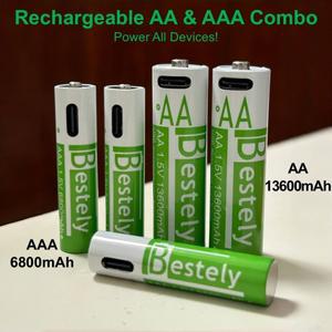 USB-C 고속 충전 기능 오래 지속되는 AA 및 리튬 배터리 내구성 콤보