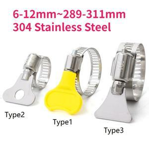 25개 6-311mm 304 스테인리스 스틸 조절식 핸들 핸드 트위스트 호스 클램프 웜 드라이빙 파이프 클립 (튜브