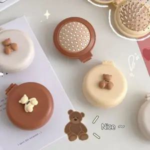 [하프클럽/]곰돌이 빗 빗거울 손거울 미니 거울빗 휴대용