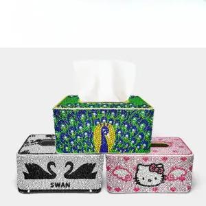 보석십자수티슈박스 큐빅 비즈 보관함 휴지케이스 티슈박스 장식 DIY 십자수 페인팅 수제