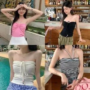 큐프셔링나시탑 슬림 홀터넥 투웨이 오프숄더 여름 베이직티셔츠 면티 레이스티 박스티 맨투맨 반팔 라운드