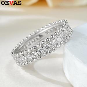 OEVAS 여성용 1 8mm 모이사 반지 S925 스털링 실버 웨딩 링 반짝이는 보석 선물