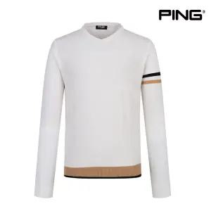 PING 남성 브이넥 긴팔 니트 111D1SR182 WH 긴팔티 골프
