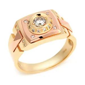 18K 콤비 사각 원형큐빅 볼드 반지 NPC8345