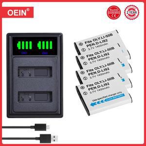 Li-50B 충전식 리튬 이온 배터리 올림푸스 Mju 1020 SP-800UZ 스타일러스 u 리코 CX3 D-LI92 1400mAh 4 개