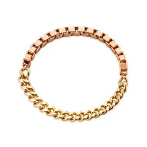 14K 투톤 믹스 박스체인 열송이 체인 실반지 RSS42106