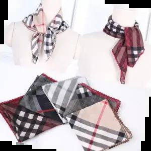 앙상블 국산 체크 손수건 스카프 선물용 쁘띠 면 여름 미니