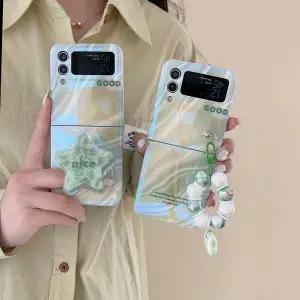 유니블링 갤럭시 z플립 3 4 레터링 별 스타 비즈 키링 케이스