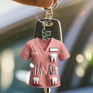 가방 키링 키홀더 치과 유니폼 열쇠고리 핑크