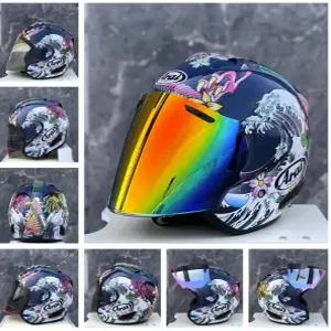 물결무늬오토바이헬멧 여름오픈페이스 반얼굴스쿠터헬멧 경량꽃무늬그래