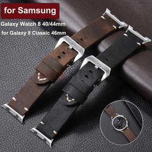 삼성 갤럭시 워치 8 클래식 46mm 정품 소가죽 스트랩 교체 밴드 남성용 40mm 액세서리 44mm